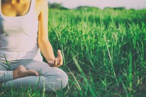 Yoga woman In the lotus posture.